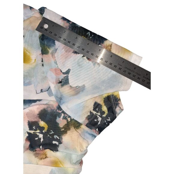 Torrid Womens Floral Ruched Stretch Mesh Blouse Top Crew Neck Sweetheart Bodice - Picture 9 of 10